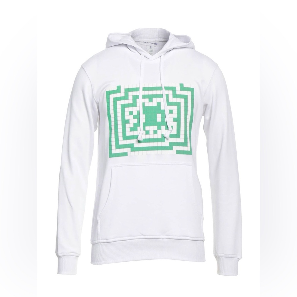 Comme des Garcons Shirt White Hoodie with Green Graphic